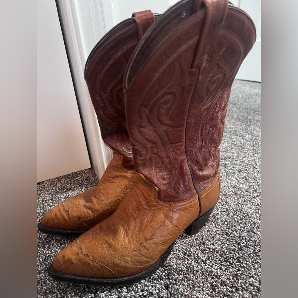 Vintage Tony Lama Mens Smooth Ostrich 9